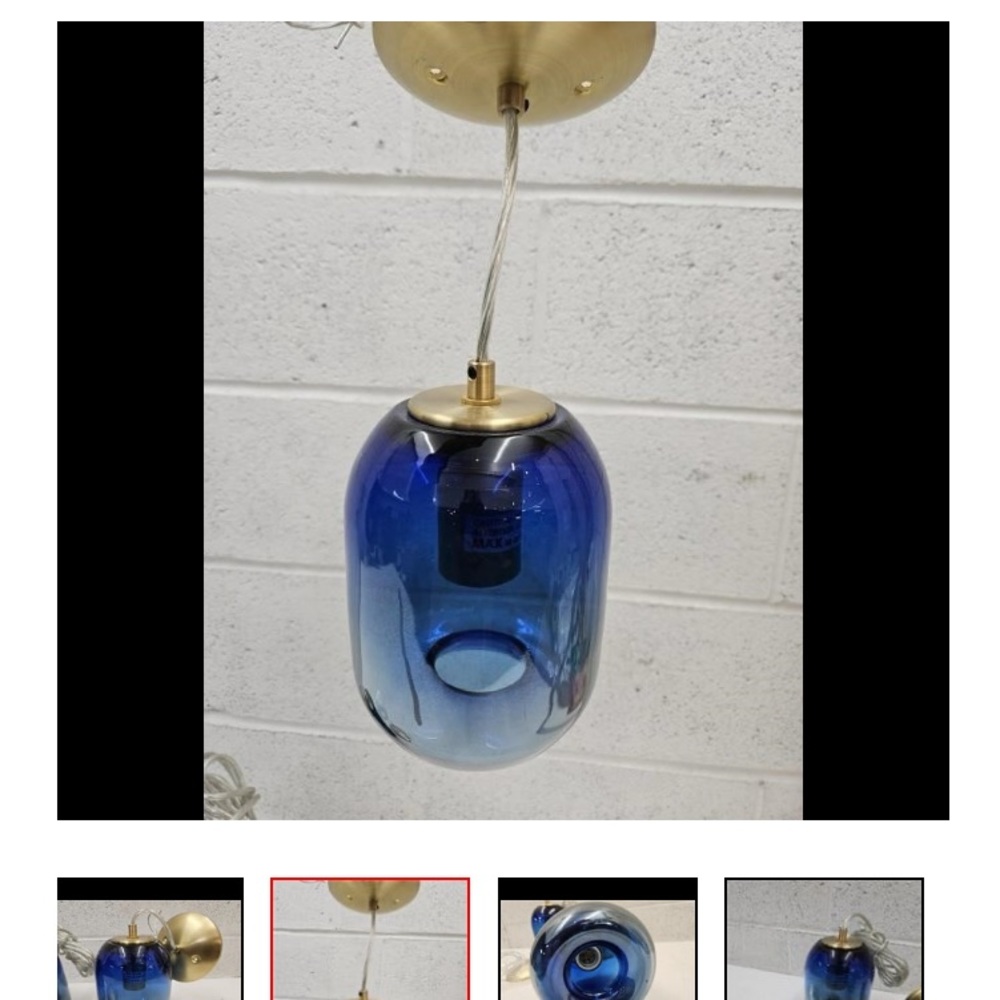 Dent pendant lights. Cobalt blue hand Blown glass